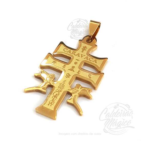 Cruz de Caravaca Dourada Aço