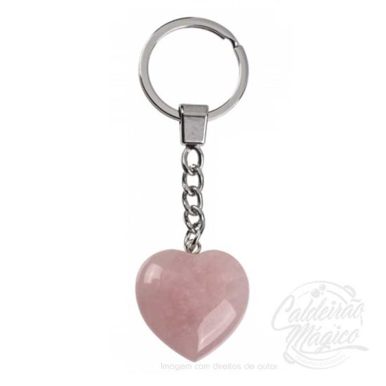 Porta-chaves Coração Quartzo Rosa
