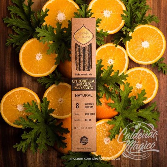 INCENSO SAGRADA MADRE CITRONELA, LARANJA E PAU SANTO