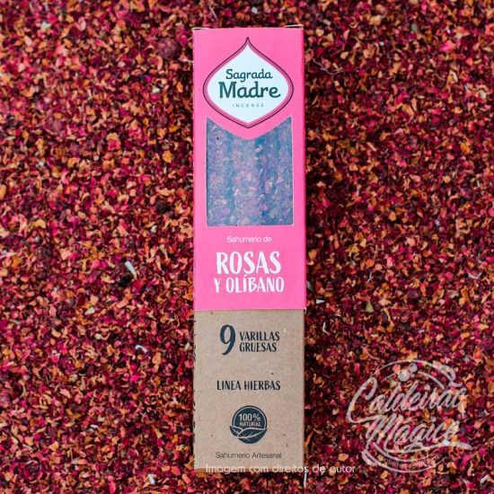 Incenso Sagrada Madre Rosas e Olíbano
