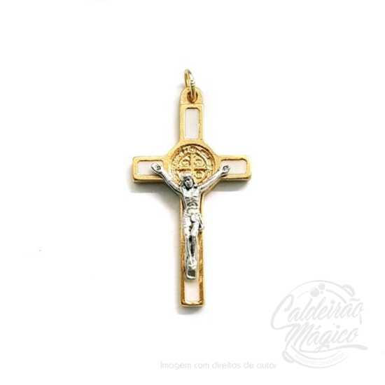 Cruz de São Bento Dourada e Branca