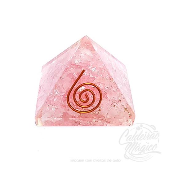 Pirâmide Orgonite Quartzo Rosa