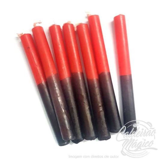 Vela Vermelha e Preta 15cm - Unidade