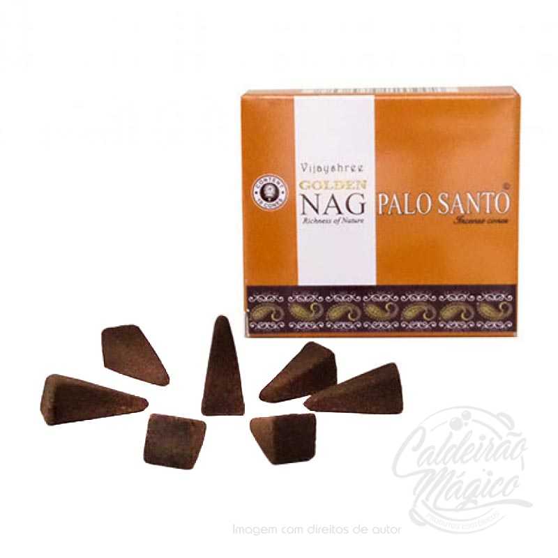 Incenso Vijayshree Golden Nag Pau Santo Incenso Vijayshree Golden Nag Pau Santo, incenso em cone da Vijayshree Fragrance, coleção Golden, com o aroma quente e cativante do Pau Santo.