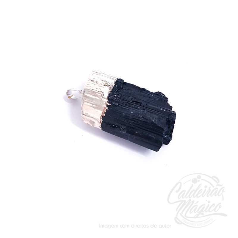 Pendente Prateado Turmalina Negra 3-4