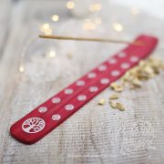 INCENSÁRIO RÉGUA DE MADEIRA ÁRVORE DA VIDA - VERMELHO