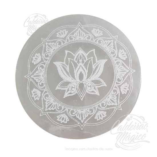 Placa Energética Selenite Flor Lótus