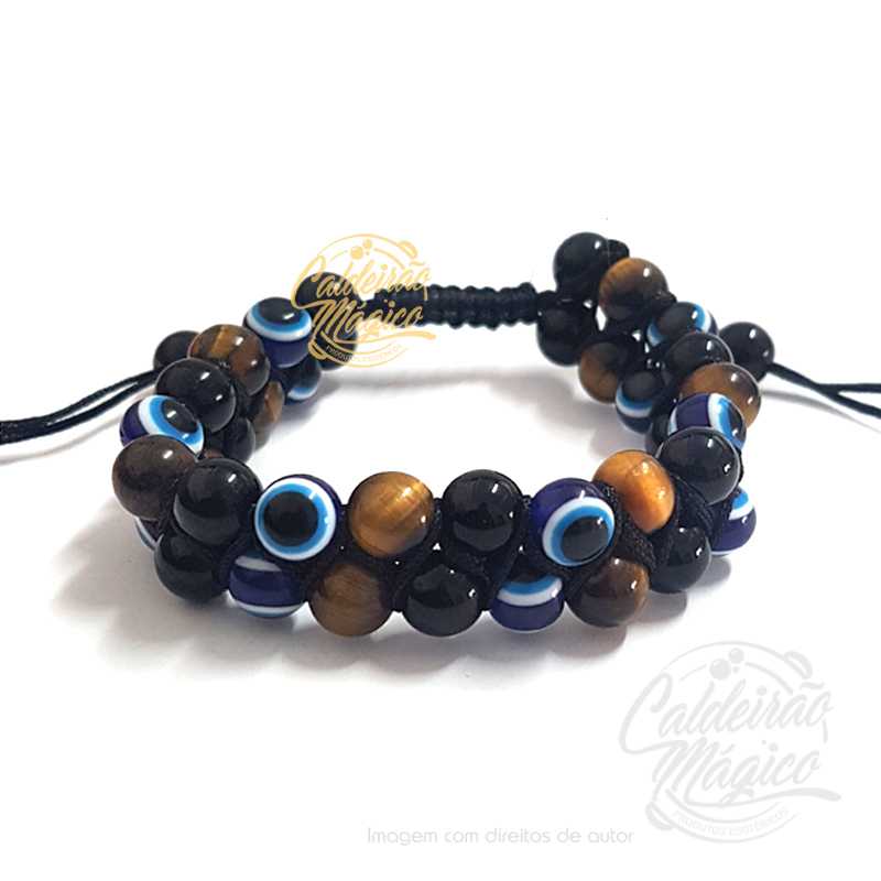 Pulseira Olho Tigre e Olho Turco