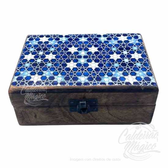 Caixa de Madeira Padrão Azul