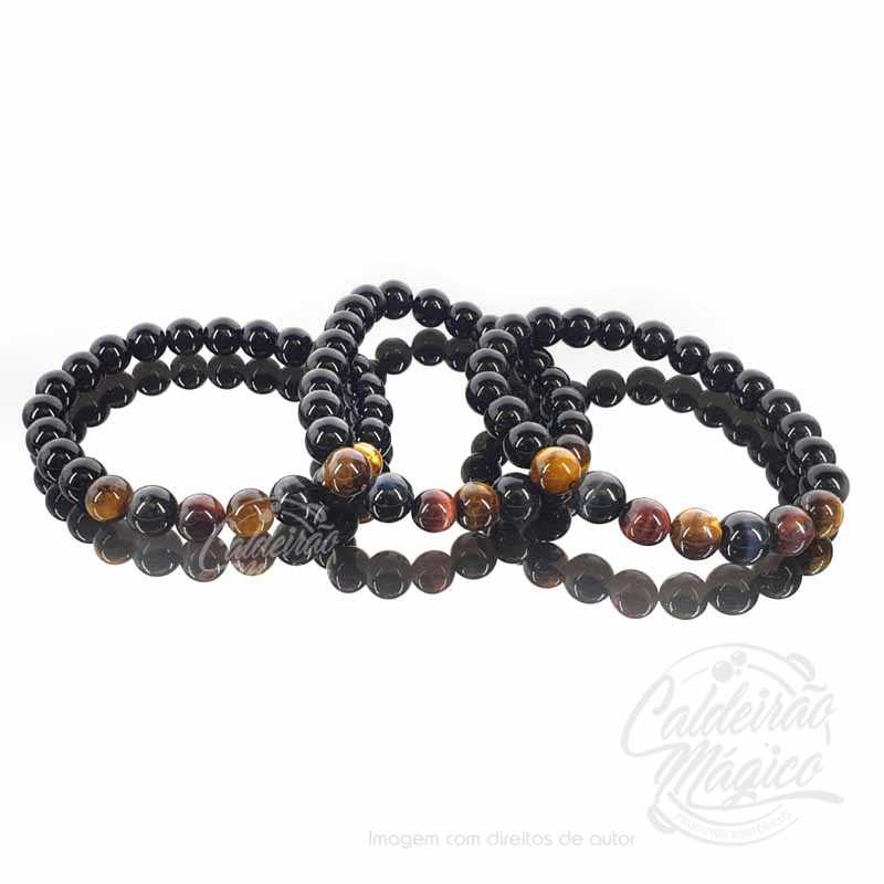 Pulseira olho tigre e obsidiana1