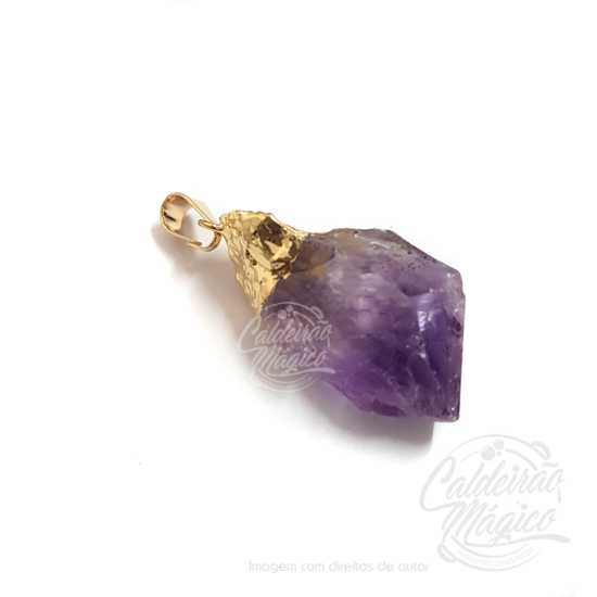 Pendente Ponta de Ametista Bruto Dourado