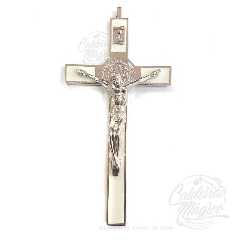 Cruz de São Bento Branca 10cm Cruz de São Bento Branca 10cm