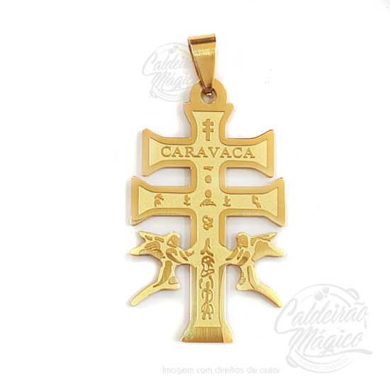 Cruz de Caravaca Dourada Aço