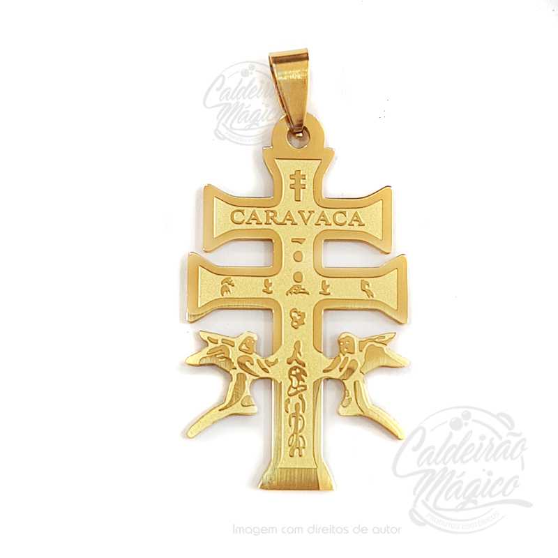 Cruz de Caravaca Dourada Aço
