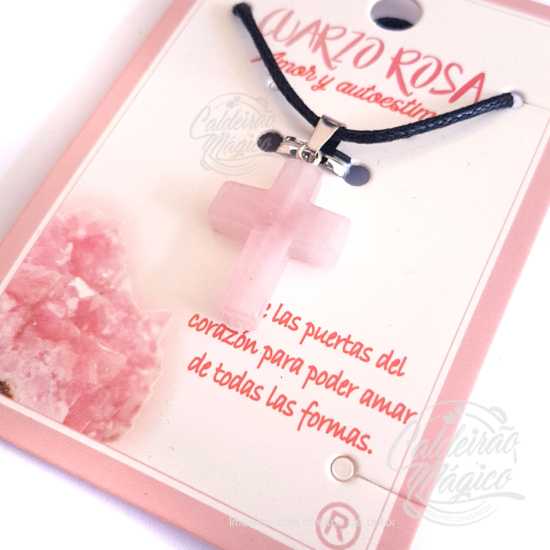 Fio Cruz Quartzo Rosa - Amor e Autoestima