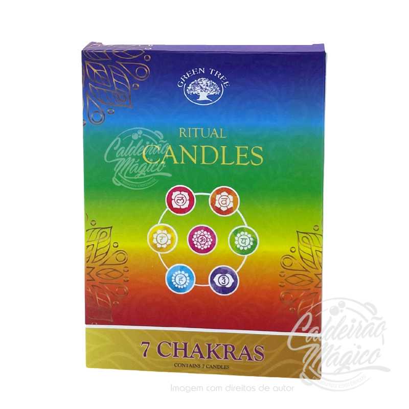 Conjunto Velas 7 Chakras Green Tree Conjunto Velas 7 Chakras Green Tree