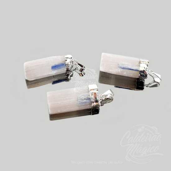Pendente selenite com cianita