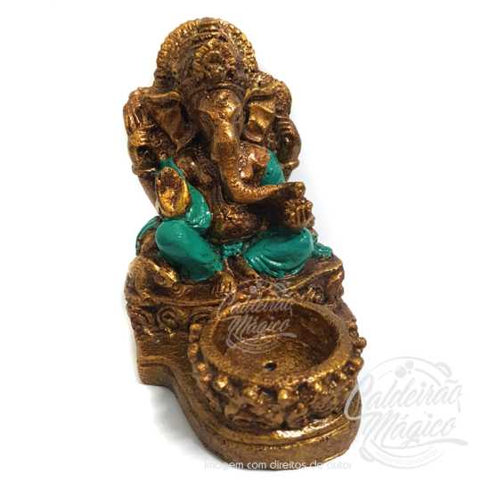 Porta Vela Ganesha Azul Turquesa
