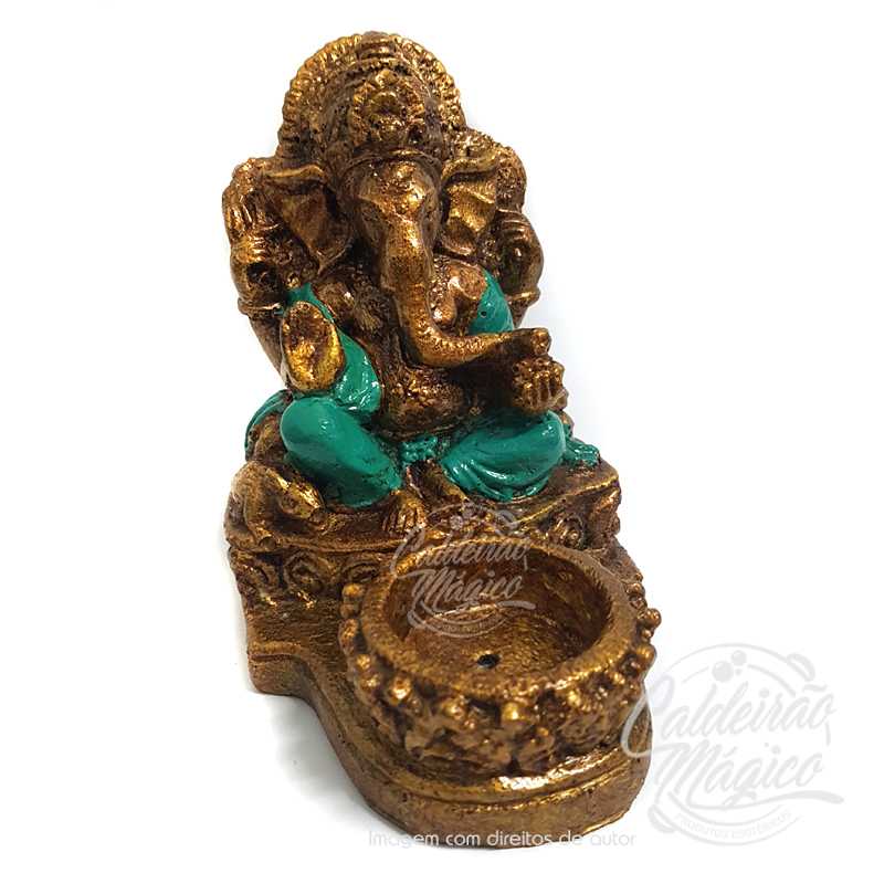 Porta Vela Ganesha Verde