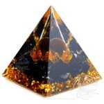 Pirâmide Orgonite Olho Tigre e Obsidiana - Flor de Lótus