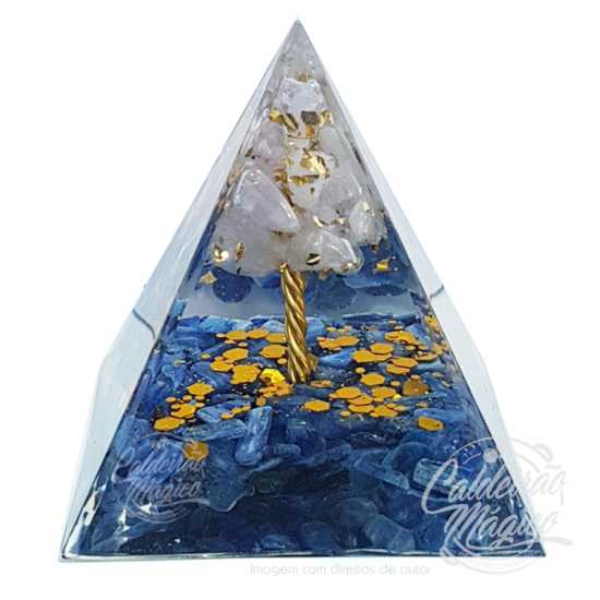 Pirâmide Orgonite Quartzo e Cianita Azul - Árvore da Vida