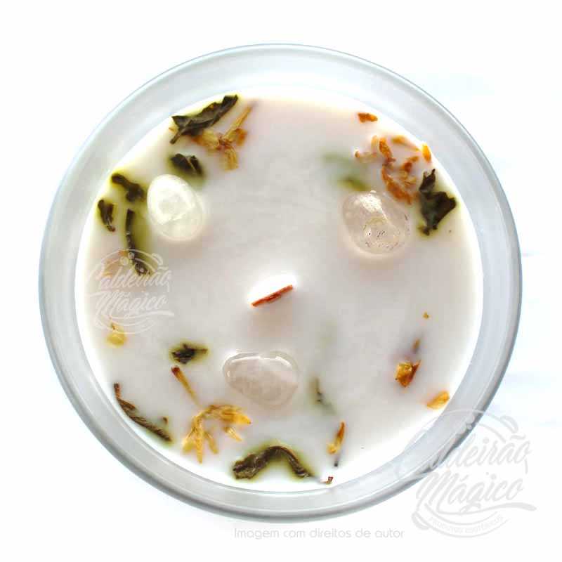 Vela Jasmim, chá verde e Quartzo - Equilibrio Espiritual1 Vela Jasmim, Chá Verde e Quartzo - Equilíbrio Espiritual