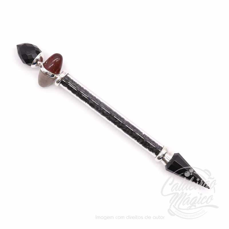 Varinha Shiva Lingam - Turmalina Varinha Shiva Lingam - Turmalina e Ágata - Proteção