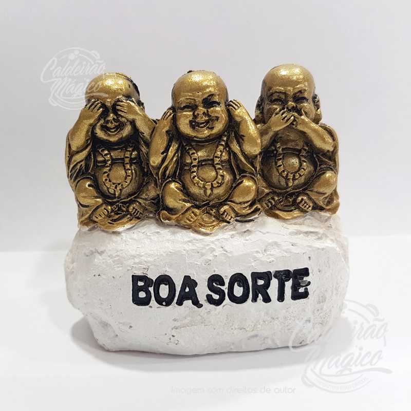 Pedra Boa Sorte 3 Budas Dourados Pedra Boa Sorte 3 Budas Dourados