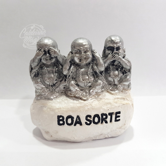 Pedra Boa Sorte 3 Budas Prateados