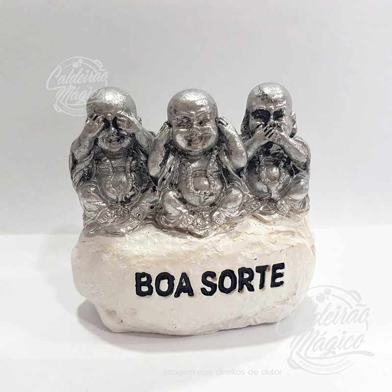 Pedra Boa Sorte 3 Budas Prateados