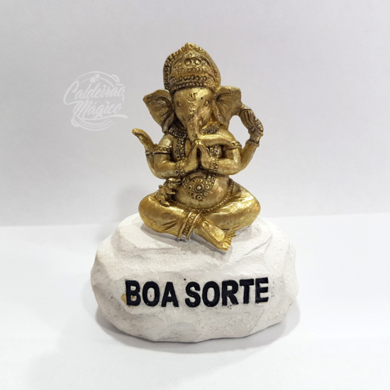 Pedra Boa Sorte Ganesh Dourada