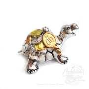 Tartaruga Prateada com Moedas 5cm